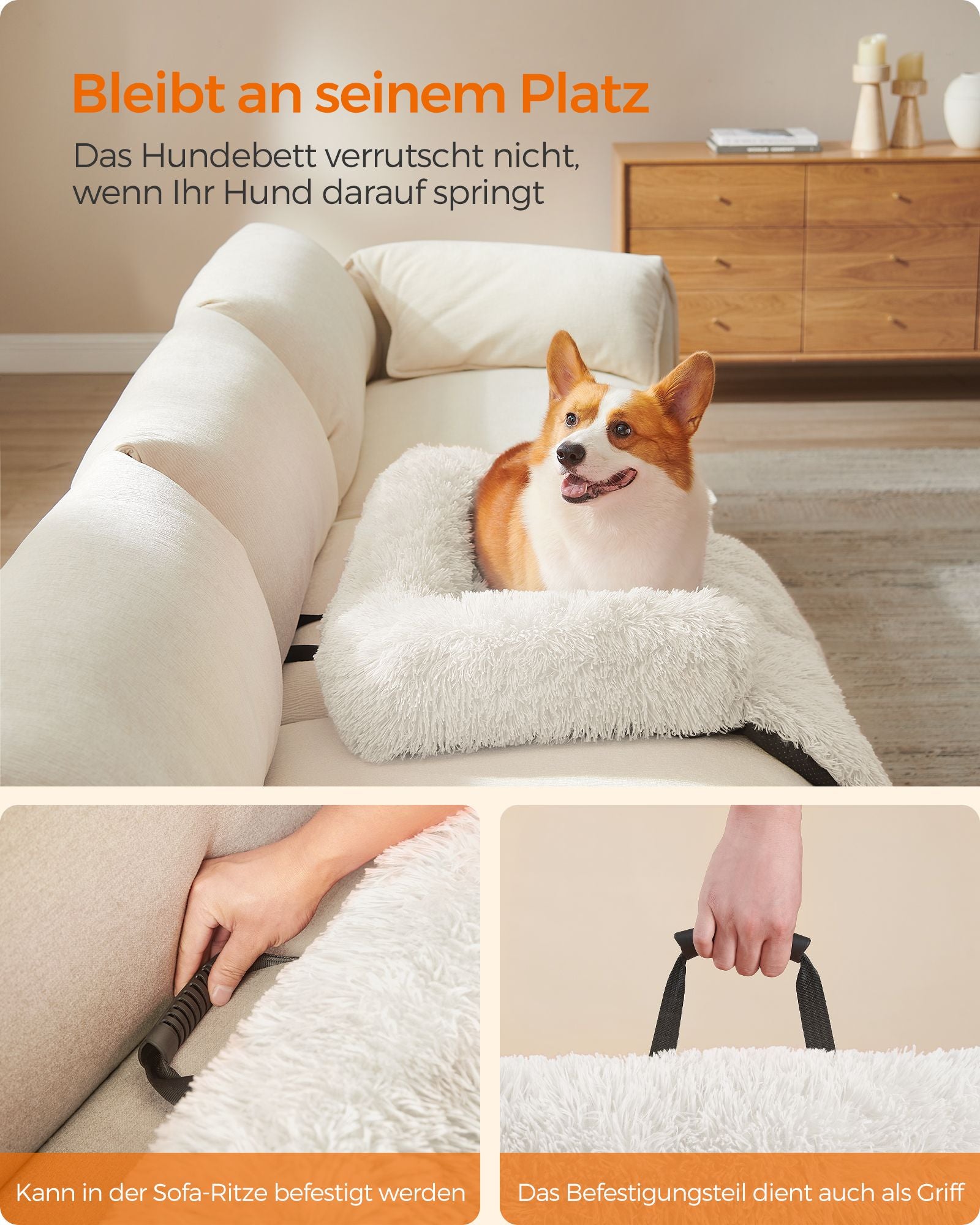 Hundekorb - warm und gemütlich - 95 × 85 × 16 cm - Wolkwit