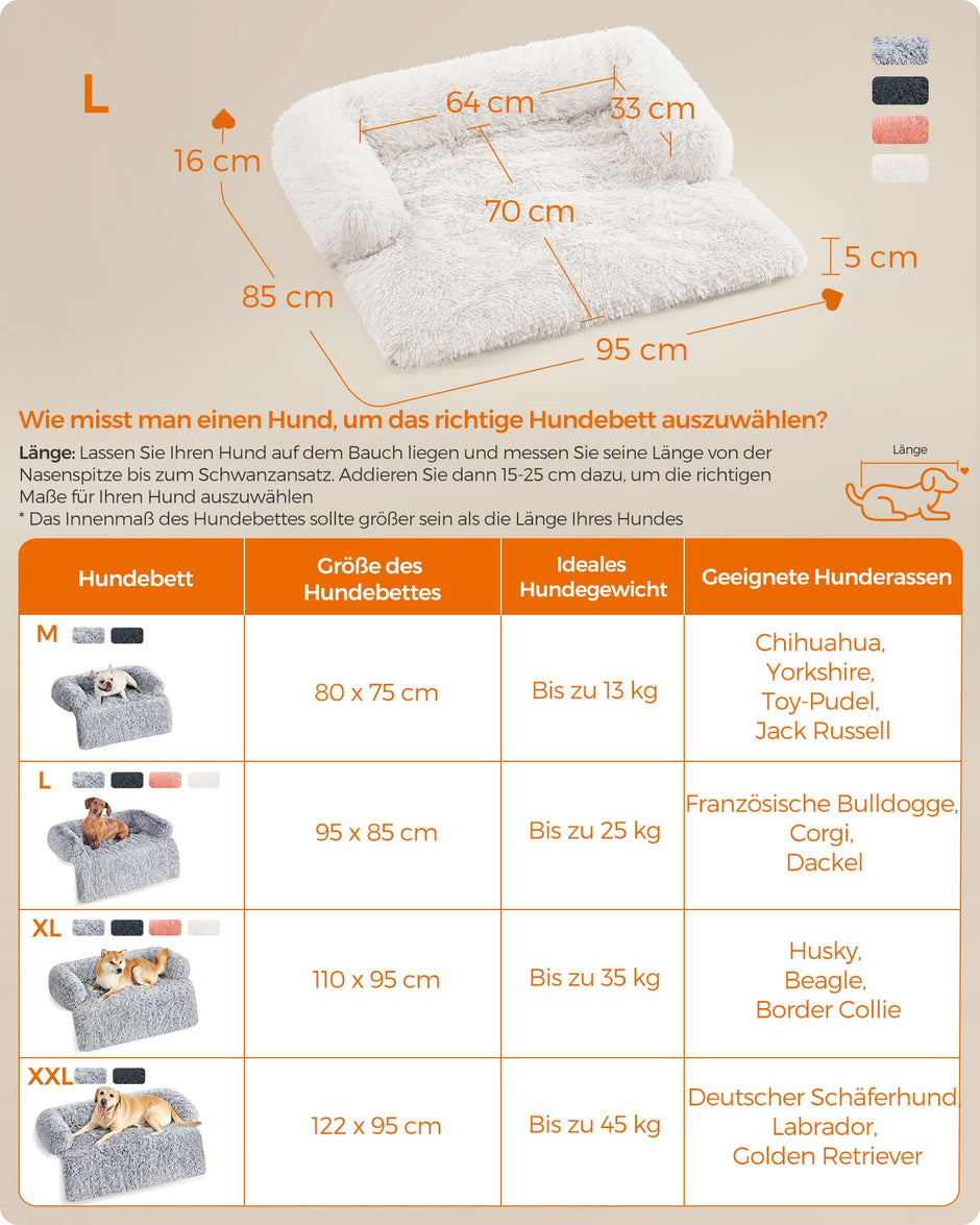 Hundekorb - warm und gemütlich - 95 × 85 × 16 cm - Wolkwit
