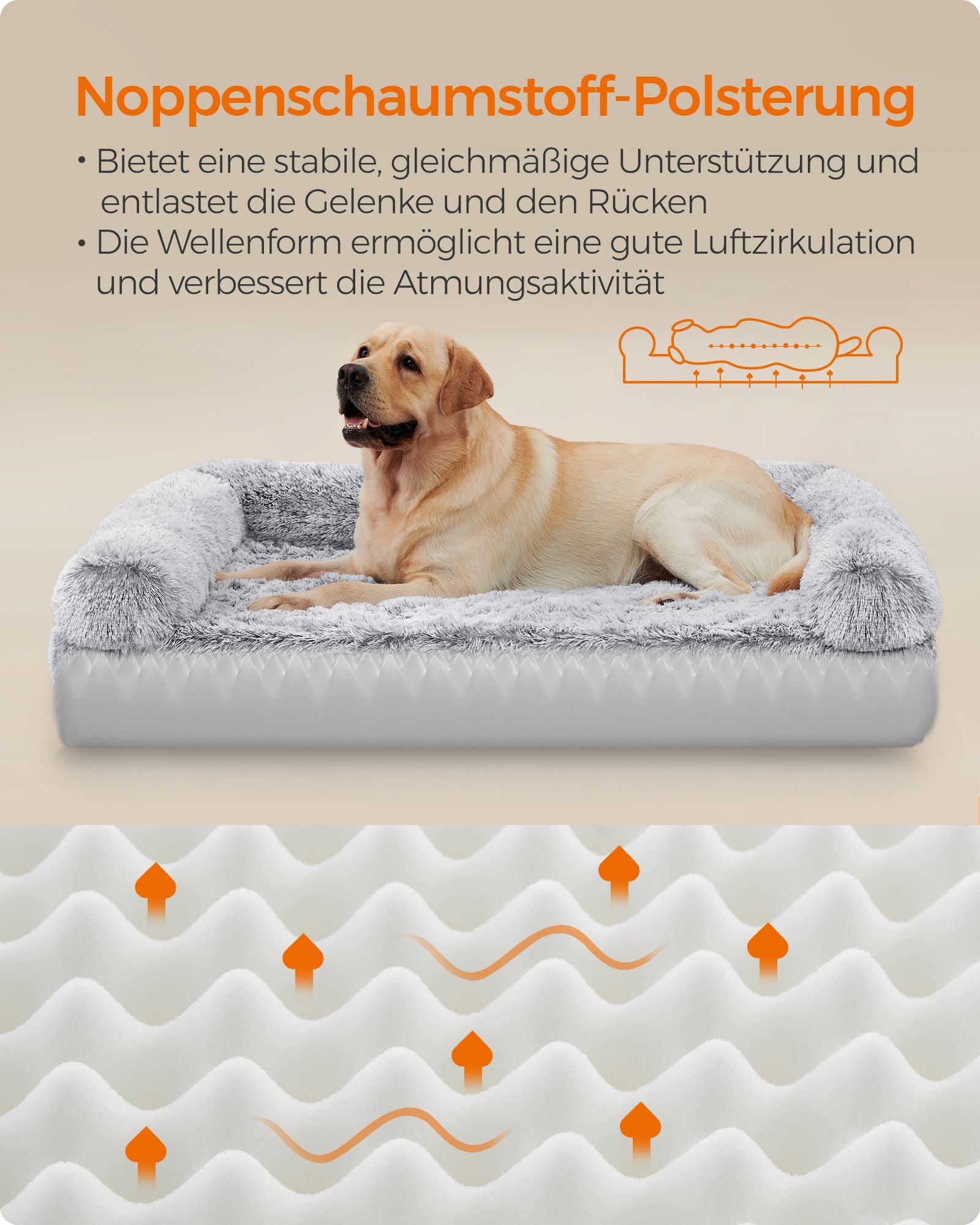 Hundepolstergröße xxl abnehmbar und waschbar Ombré Grey