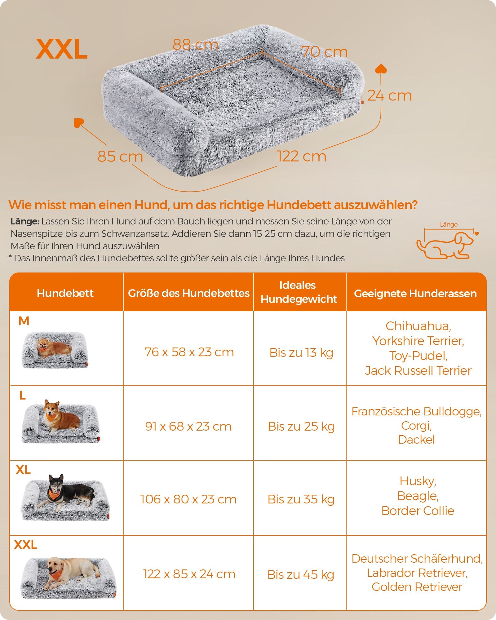 Hundepolstergröße xxl abnehmbar und waschbar Ombré Grey