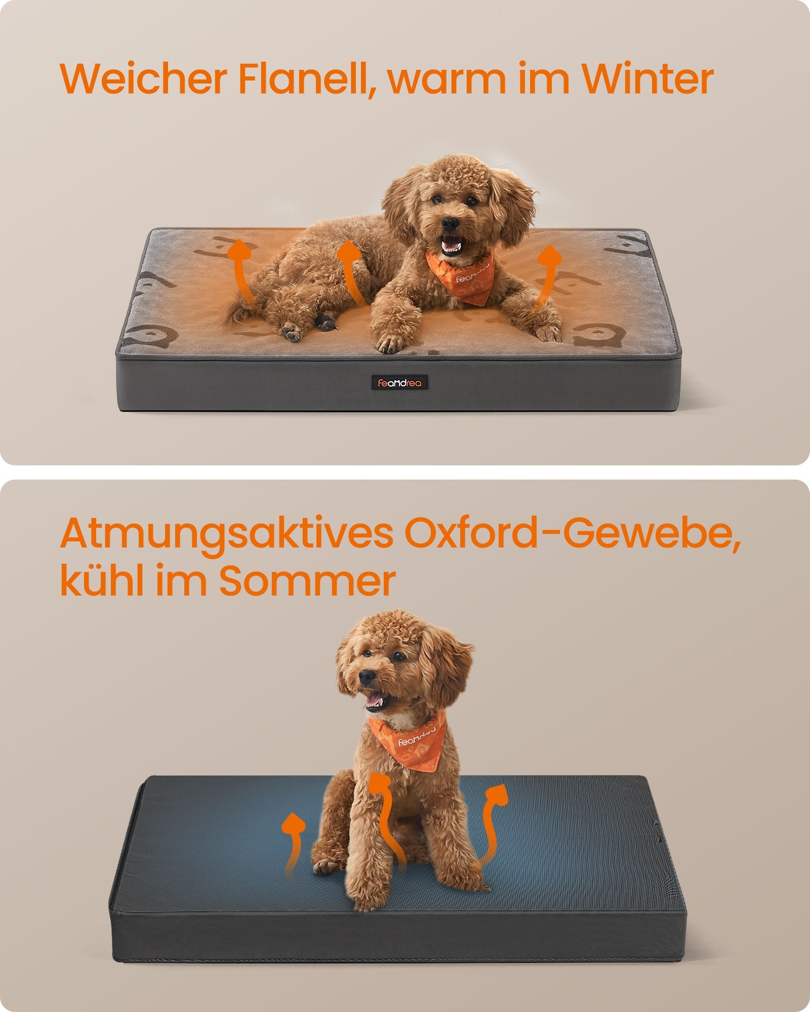 Orthopädisches Hundebett 76 x 51 x 8 cm Größe m