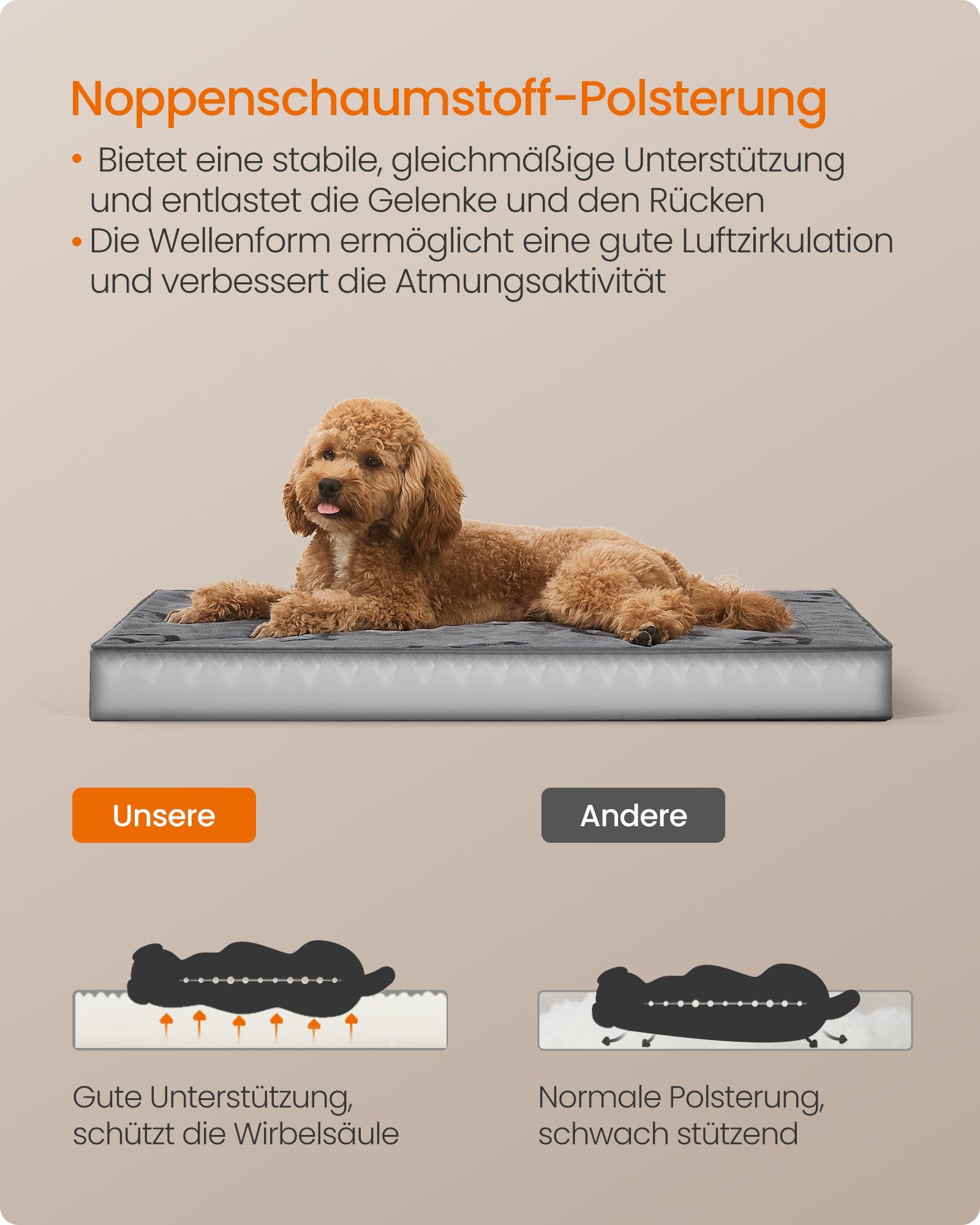 Orthopädisches Hundebett 76 x 51 x 8 cm Größe m