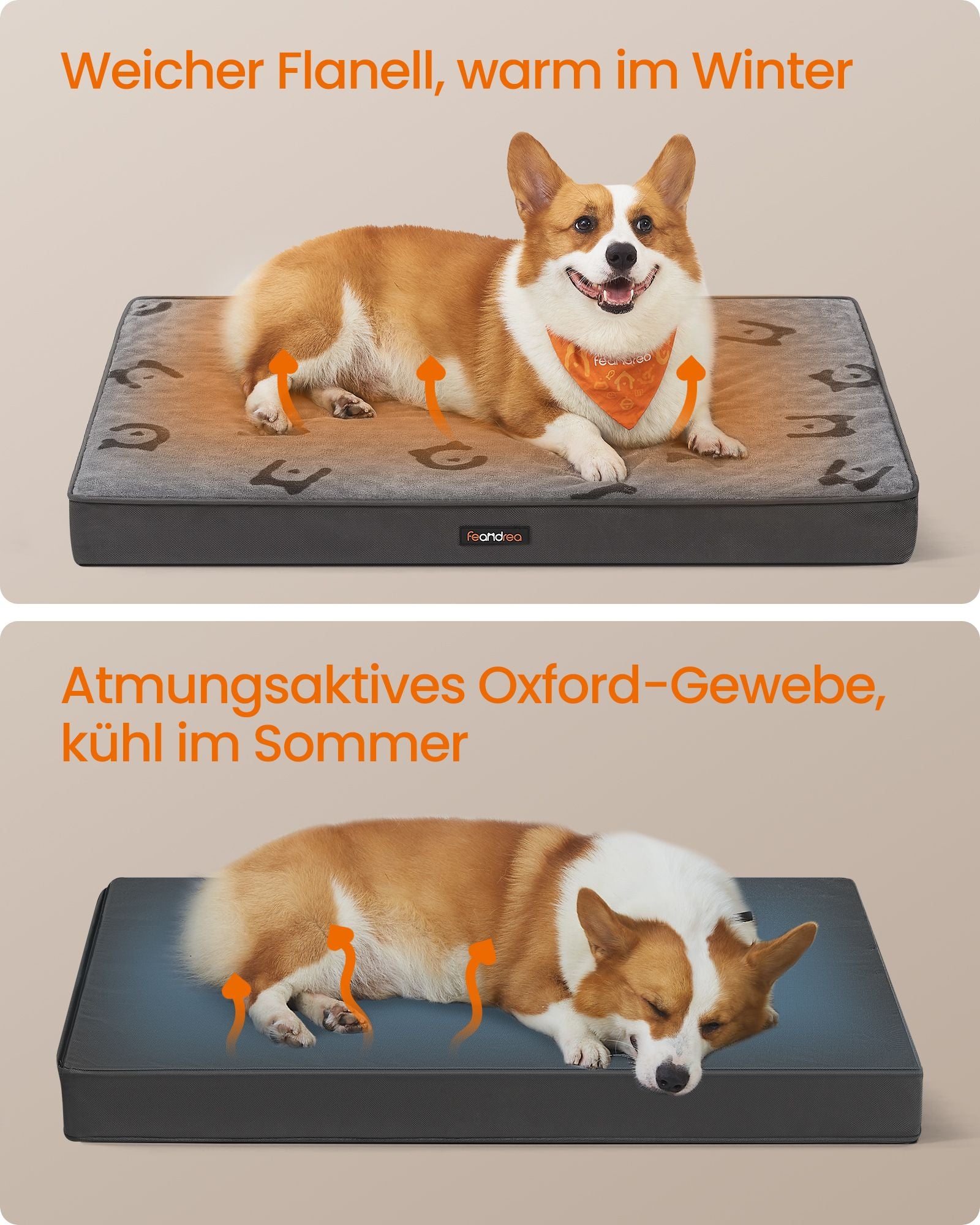 Orthopädisches Hundebett 91 x 68 x 8 cm Größe l