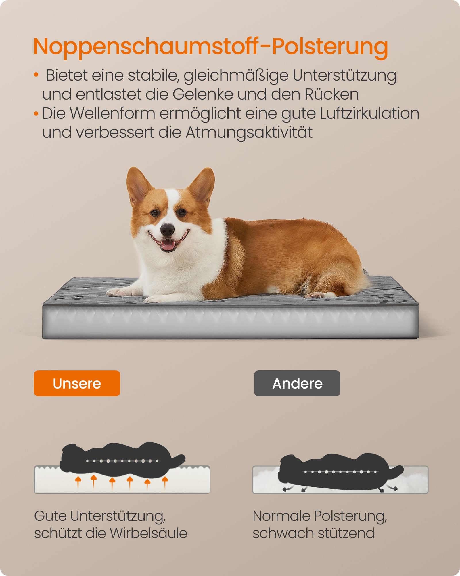 Orthopädisches Hundebett 91 x 68 x 8 cm Größe l