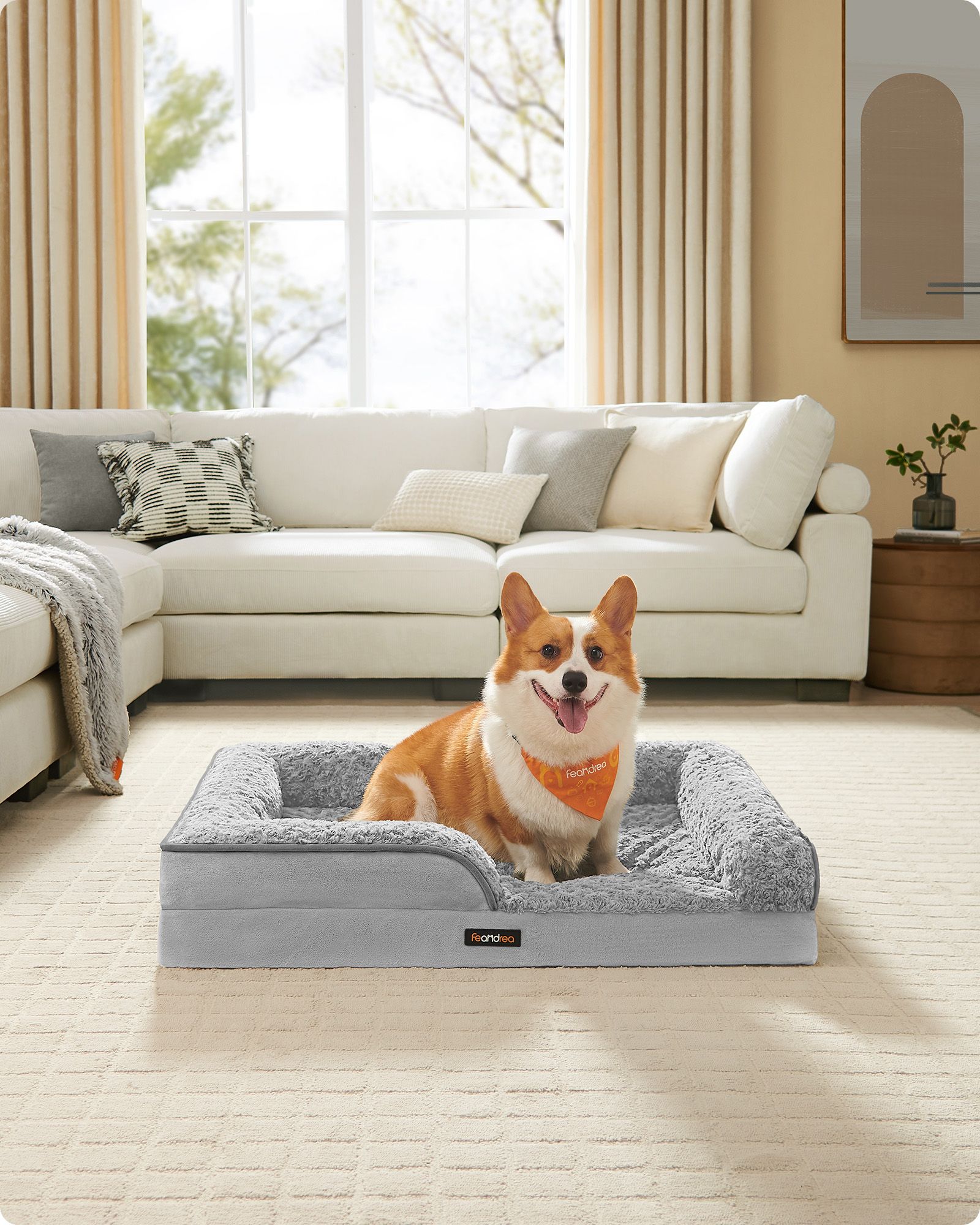 Orthopädisches Hundebett mit Plüschabdeckung 91 x 68 x 16 cm