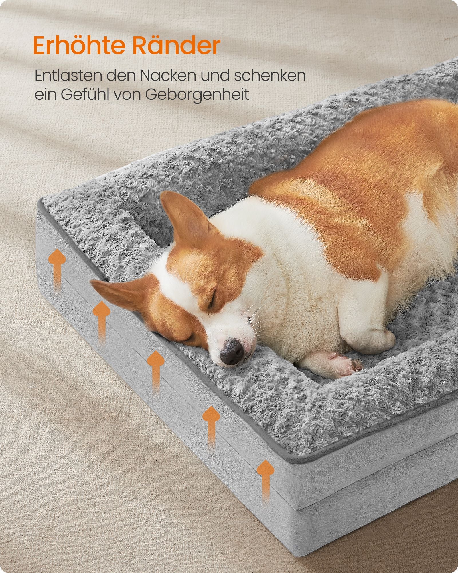 Orthopädisches Hundebett mit Plüschabdeckung 91 x 68 x 16 cm