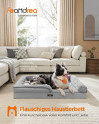 Orthopädisches Hundebett mit Plüschabdeckung in Taubengrau