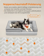 Orthopädisches Hundebett mit Plüschabdeckung in Taubengrau