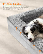 Orthopädisches Hundebett mit Plüschabdeckung in Taubengrau