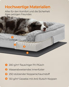 Orthopädisches Hundebett mit Plüschabdeckung in Taubengrau