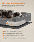 Orthopädisches Hundebett mit plüschigen Polsterung in Leigrijs