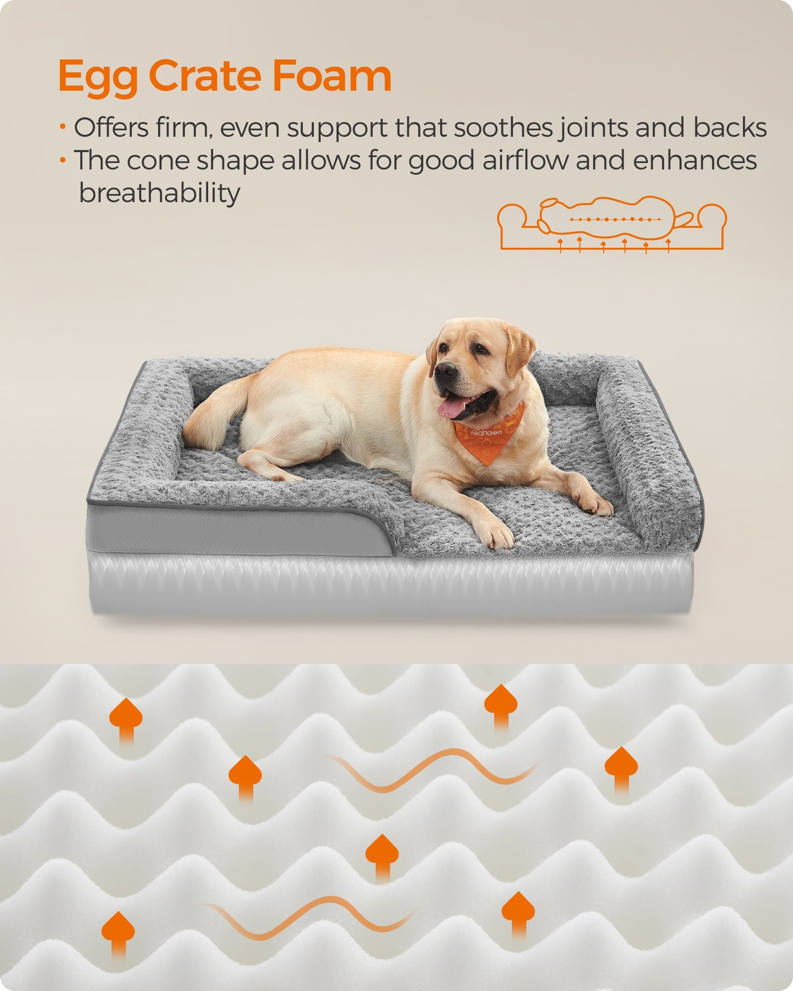Orthopädisches Hundebett - Großformat - Taube grau - unterstützend