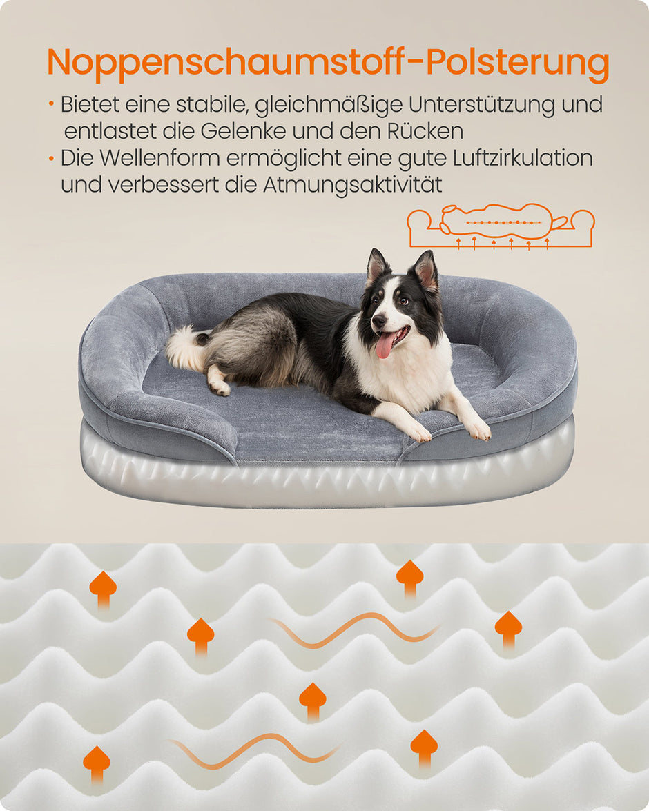 Hundebett - Stehende Grenzen - 91 x 68 x 18 cm - hellgrau