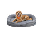 Hundebett - gerollte Kanten - 106 x 76 x 18 cm - hellgrau