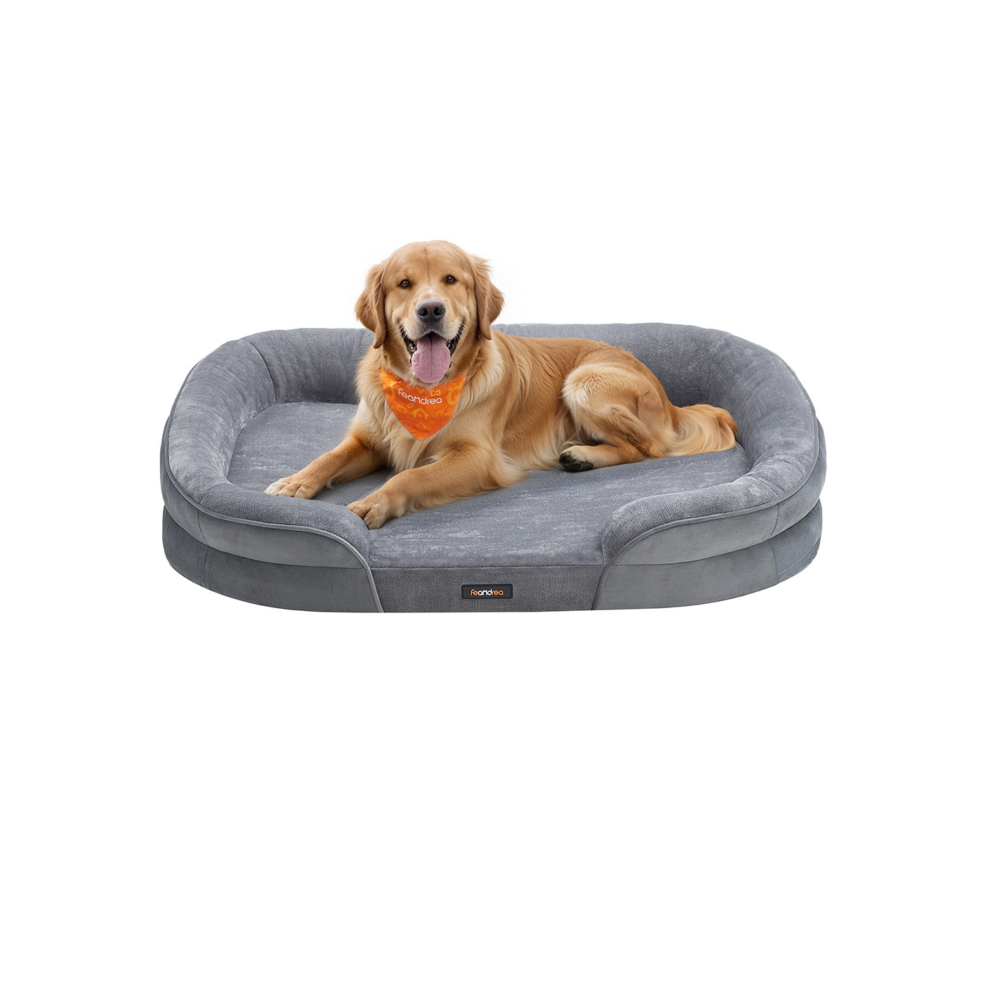 Hundebett - gerollte Kanten - 106 x 76 x 18 cm - hellgrau