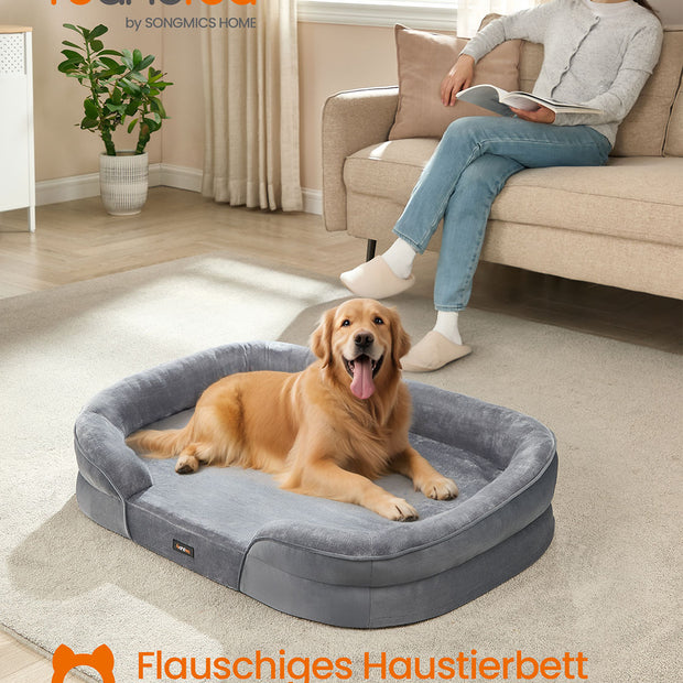 Hundebett - gerollte Kanten - 106 x 76 x 18 cm - hellgrau