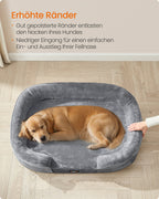 Hundebett - gerollte Kanten - 106 x 76 x 18 cm - hellgrau