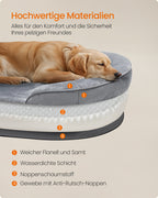 Hundebett - gerollte Kanten - 106 x 76 x 18 cm - hellgrau