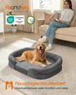 Hondenmand - Orthopedisch en Wasbaar - Met Verhoogde Randen - Leigrijs - 106 x 76 x 18 cm