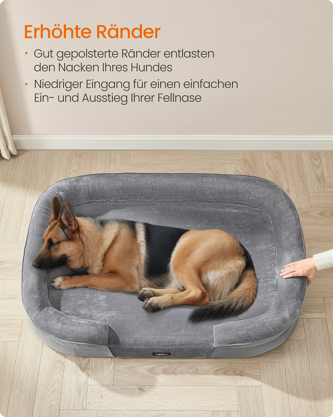 Hundebett - Stehende Grenzen - 122 x 85 x 20 cm - hellgrau