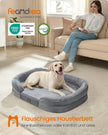 Hondenmand - Orthopedisch en Wasbaar - Met Verhoogde Randen - Lichtgrijs - 112 x 81 x 18 cm