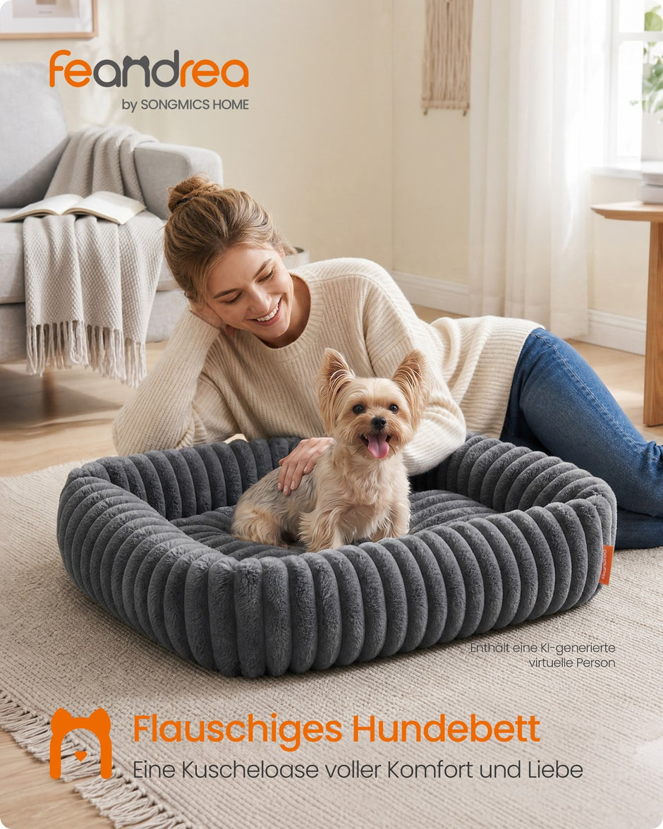 Orthopedische Hondenmat - 71 x 55 cm - Wasbaar - Zacht Pluche - Loodgrijs