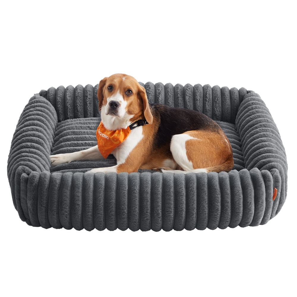 Orthopedische Hondenmat - 91 x 68 cm - Wasbaar - Zacht Pluche - Loodgrijs