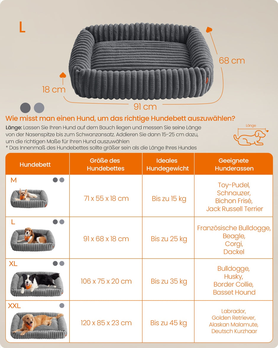 Orthopedische Hondenmat - 91 x 68 cm - Wasbaar - Zacht Pluche - Loodgrijs