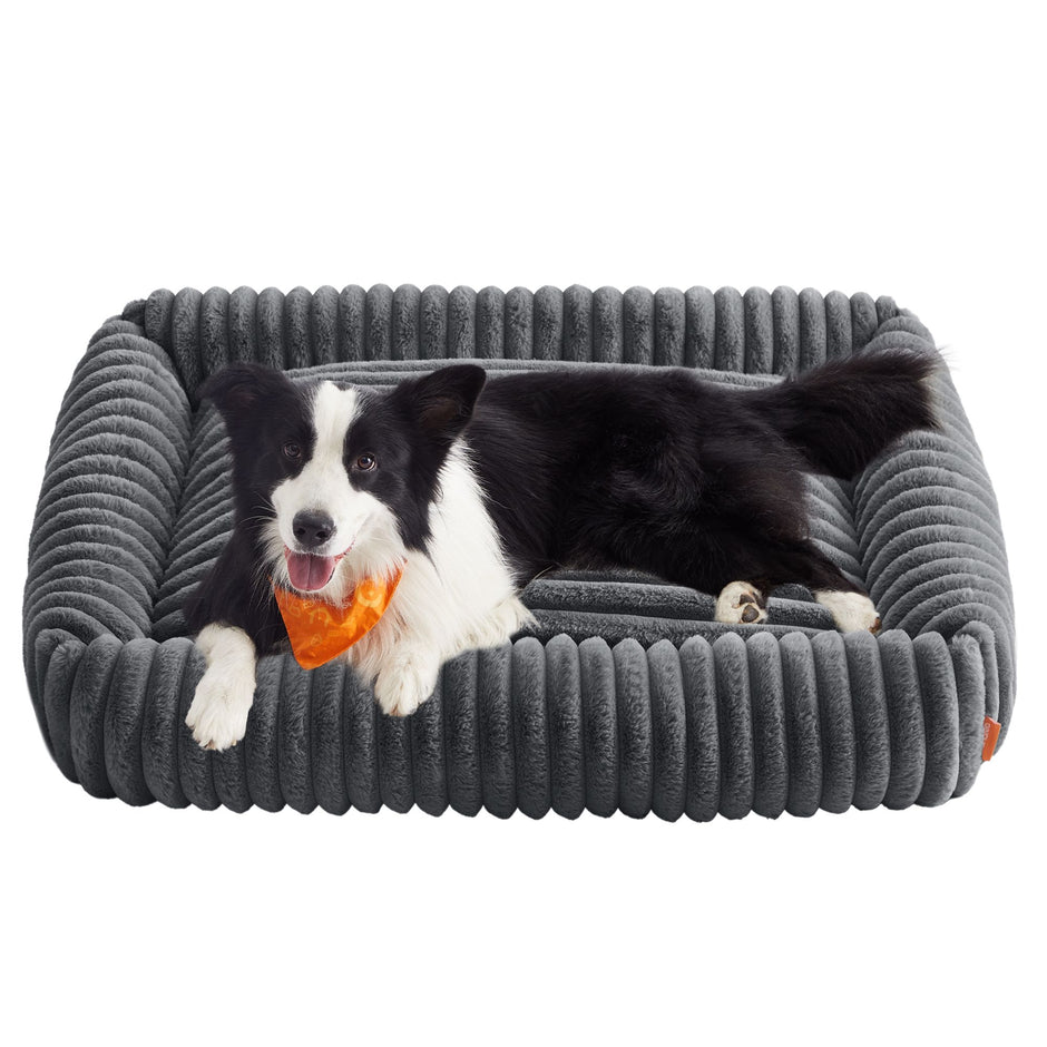 Hondenmand - Orthopedisch en Wasbaar - Met Verhoogde Randen - Loodgrijs - 106 x 75 x 20 cm