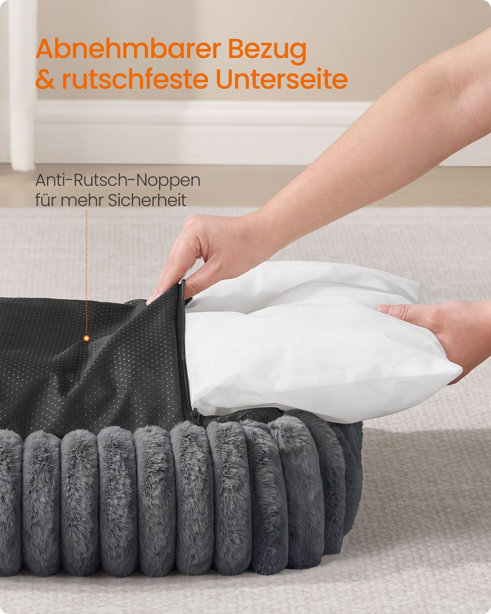 Hondenmand - Orthopedisch en Wasbaar - Met Verhoogde Randen - Loodgrijs - 106 x 75 x 20 cm