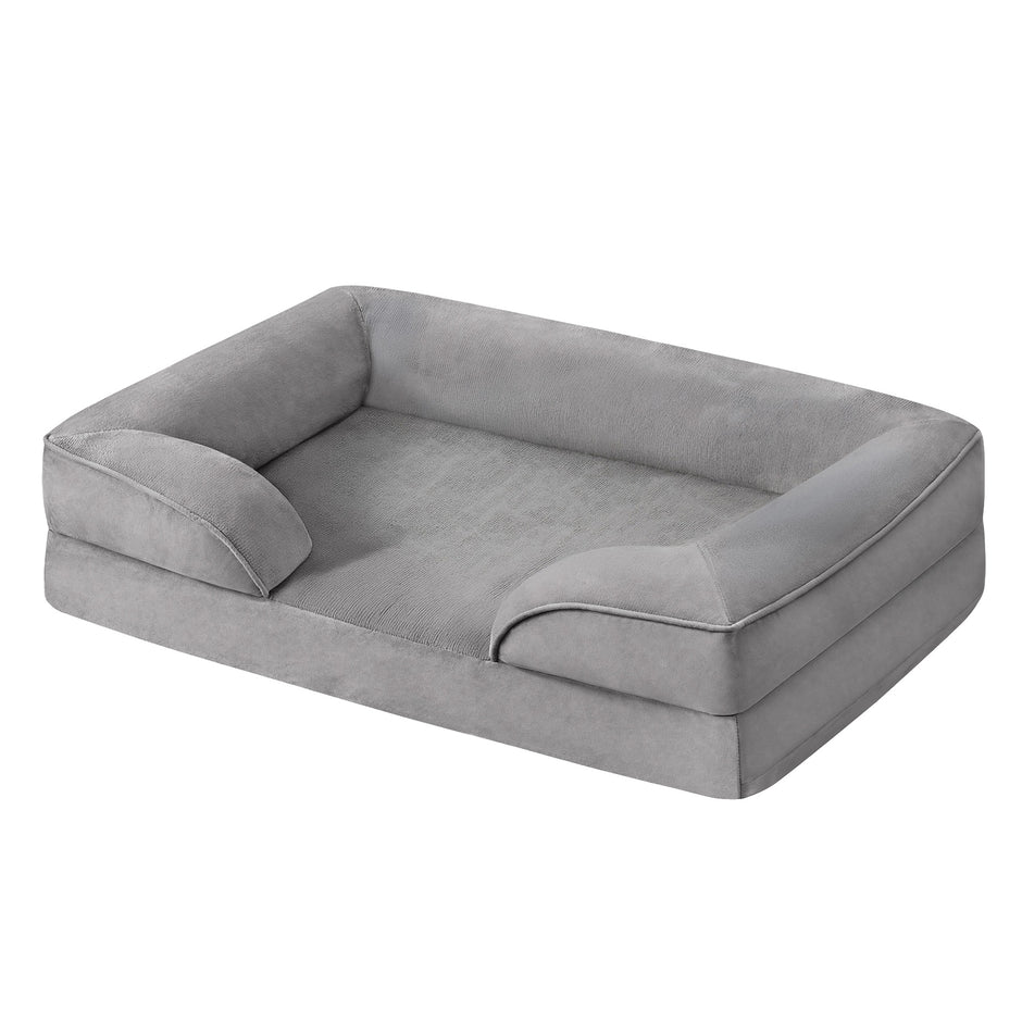 Hondenmand - Orthopedisch en Wasbaar - Met Verhoogde Randen - Lichtgrijs - 76 x 51 x 16 cm