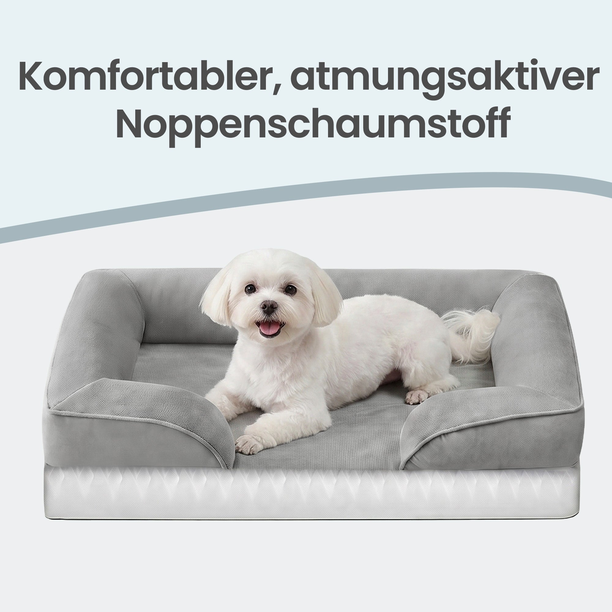 Hondenmand - Orthopedisch en Wasbaar - Met Verhoogde Randen - Lichtgrijs - 76 x 51 x 16 cm