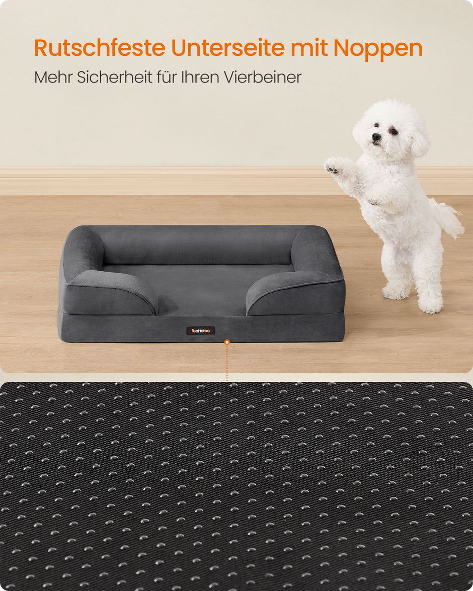 Hondenmand - Orthopedisch en Wasbaar - Met Verhoogde Randen - Leigrijs - 76 x 51 x 16 cm