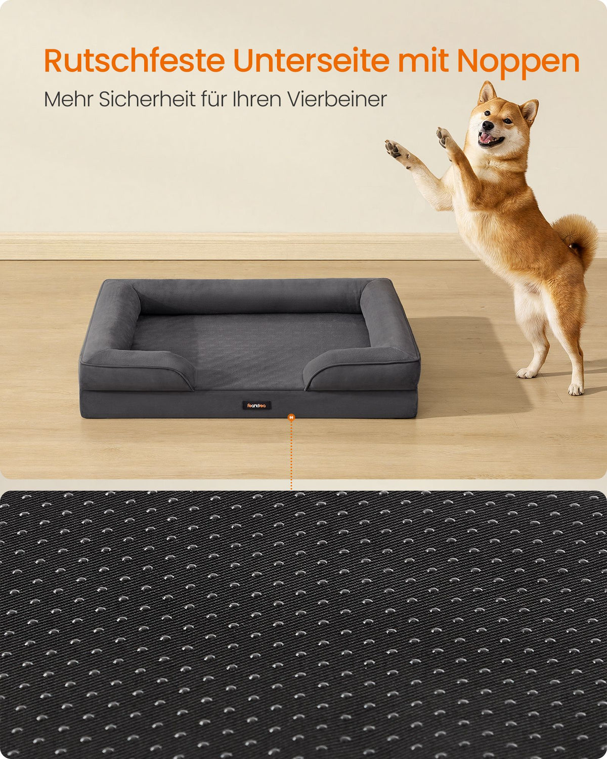 Hondenmand - Orthopedisch en Wasbaar - Met Verhoogde Randen - Leigrijs - 89 x 63 x 16 cm