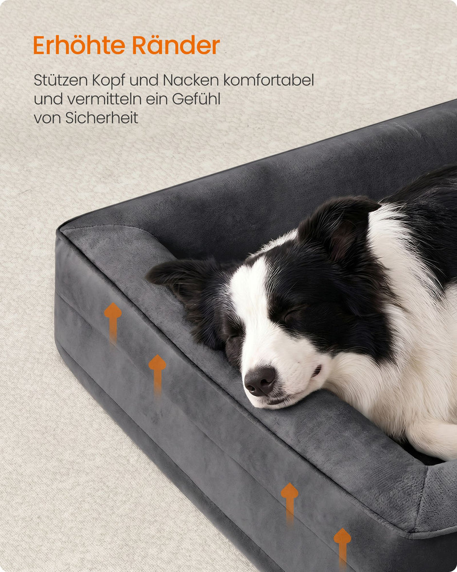 Hondenmand - Orthopedisch en Wasbaar - Met Verhoogde Randen - Leigrijs - 104 x 69 x 17 cm