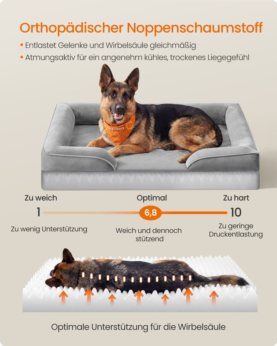 Orthopedisch Hondenbed - 122 x 85 cm - Verhoogde Rand - Wasbare Hoes - Duifgrijs