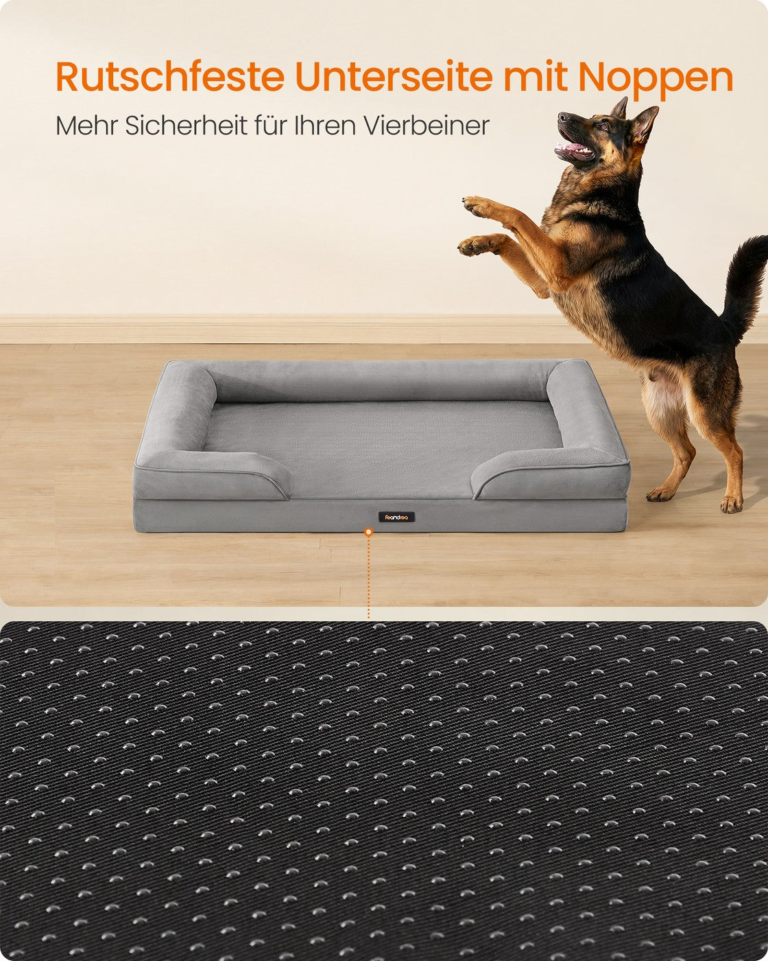 Orthopedisch Hondenbed - 122 x 85 cm - Verhoogde Rand - Wasbare Hoes - Duifgrijs