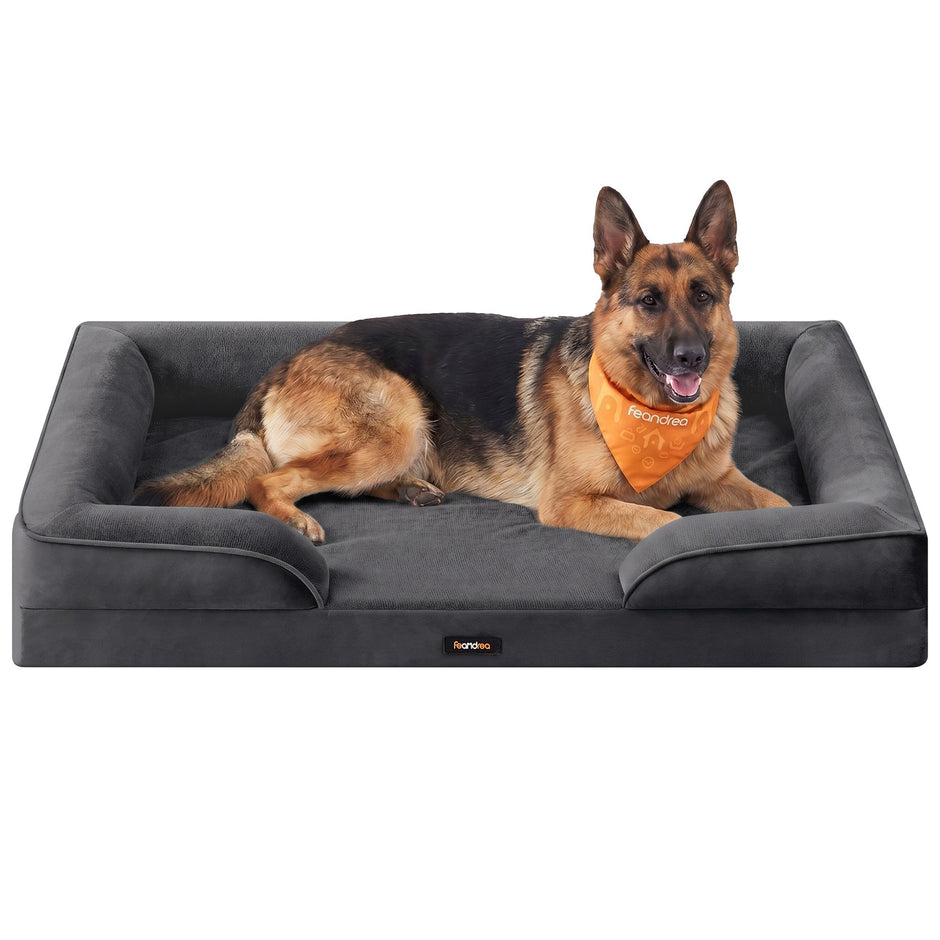 Hondenmand - Orthopedisch en Wasbaar - Met Verhoogde Randen - Donkergrijs - 122 x 85 x 17 cm