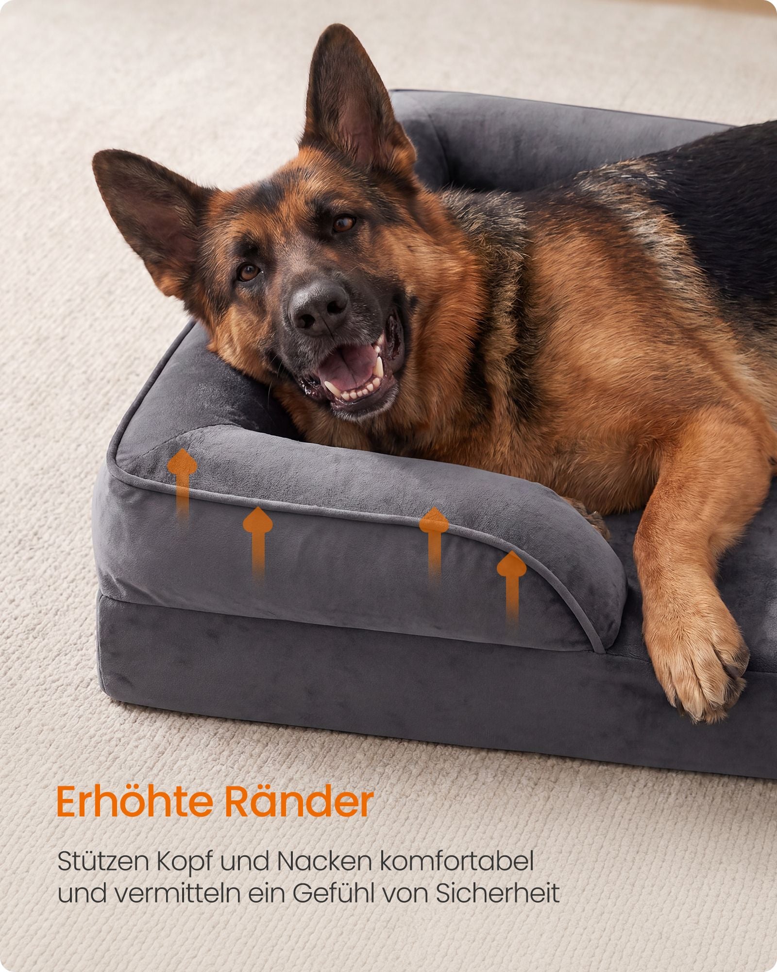 Hondenmand - Orthopedisch en Wasbaar - Met Verhoogde Randen - Donkergrijs - 122 x 85 x 17 cm