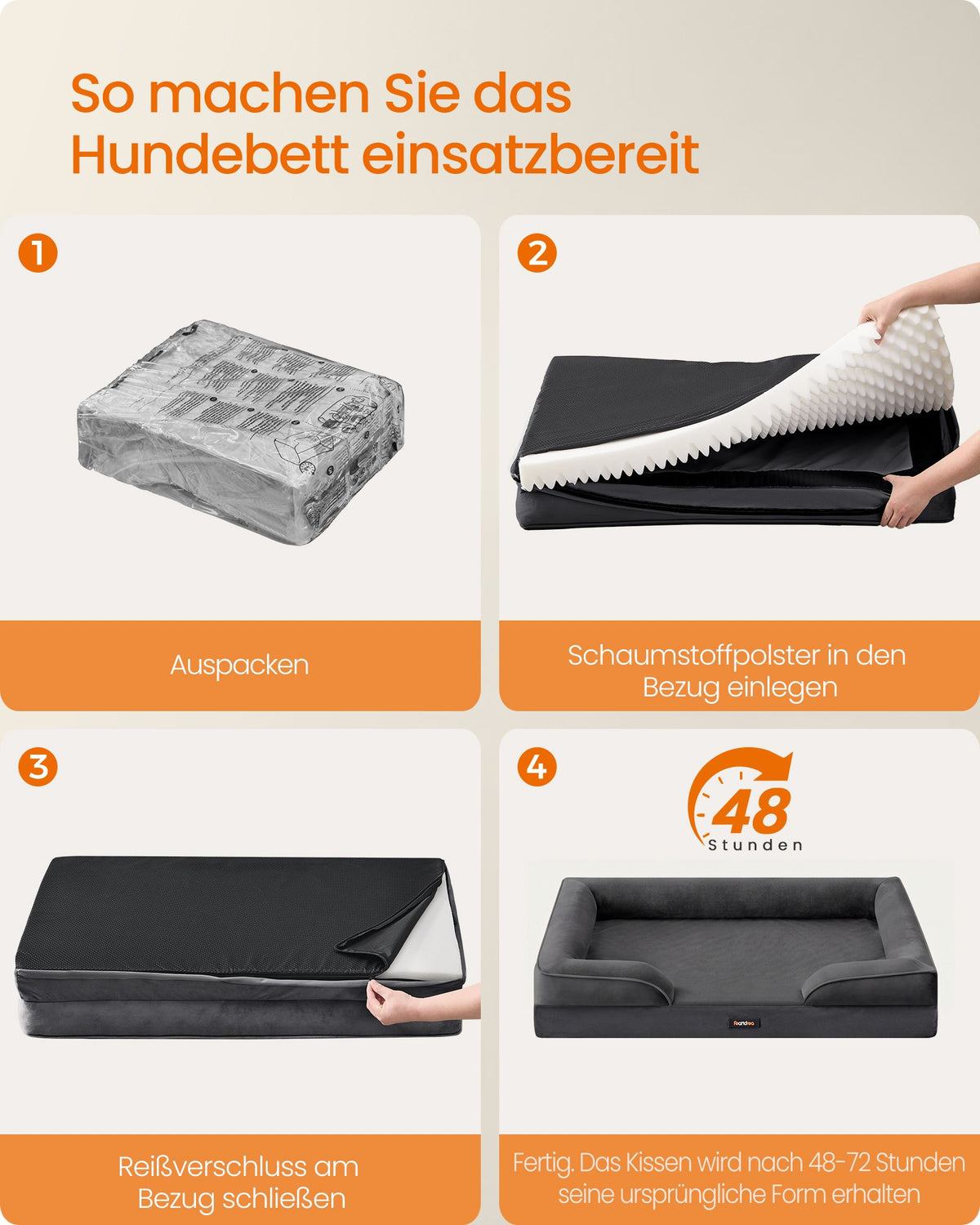 Hondenmand - Orthopedisch en Wasbaar - Met Verhoogde Randen - Donkergrijs - 122 x 85 x 17 cm
