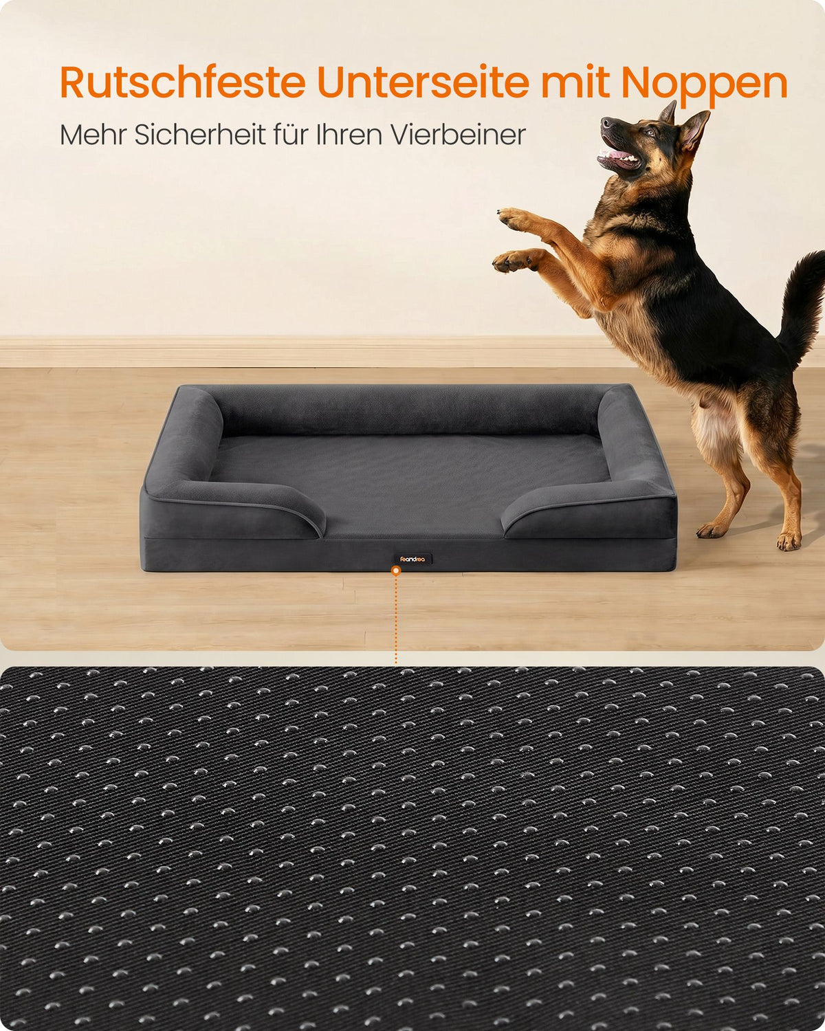 Hondenmand - Orthopedisch en Wasbaar - Met Verhoogde Randen - Donkergrijs - 122 x 85 x 17 cm