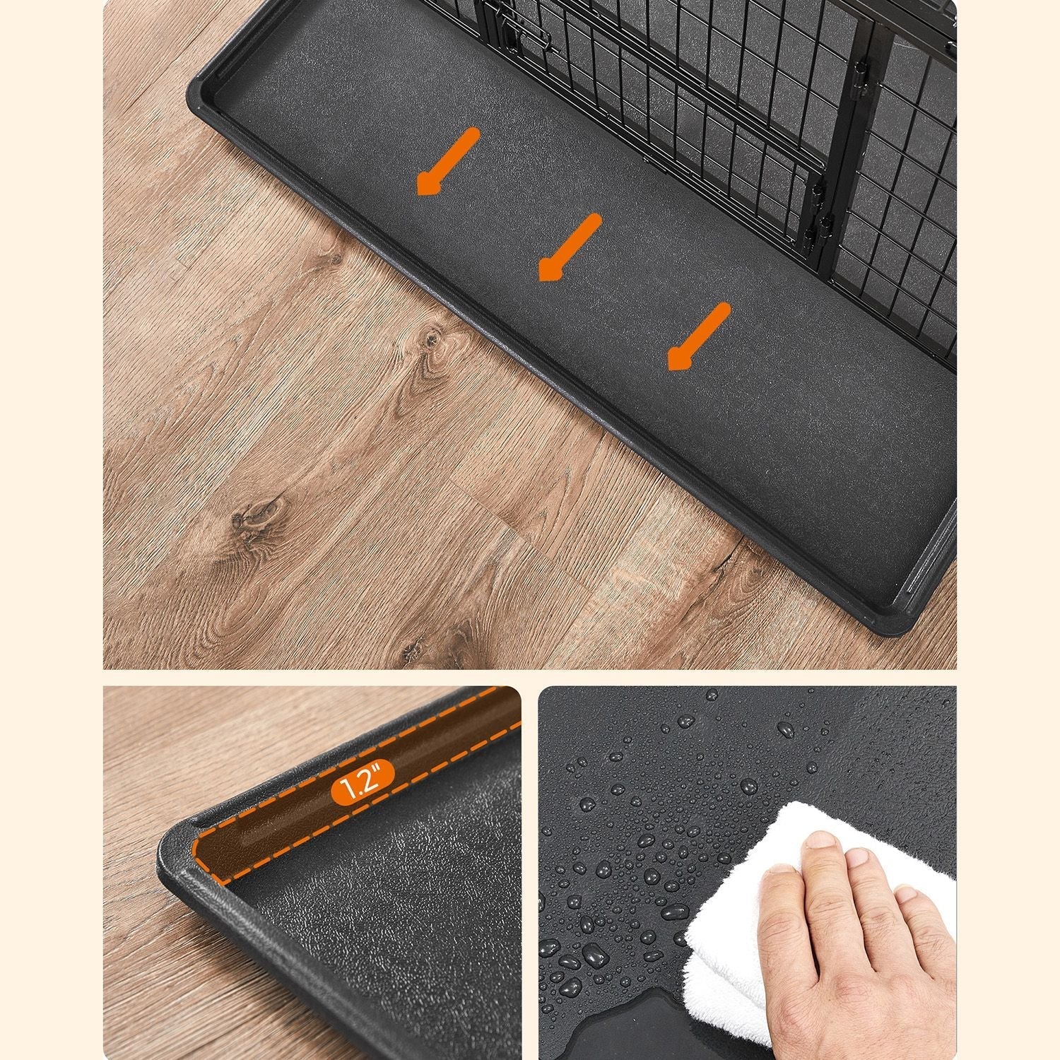 Hundekäfig - Welpenlauf XL - mit 2 Türen - 107 x 70 x 74,9 cm - Schwarz