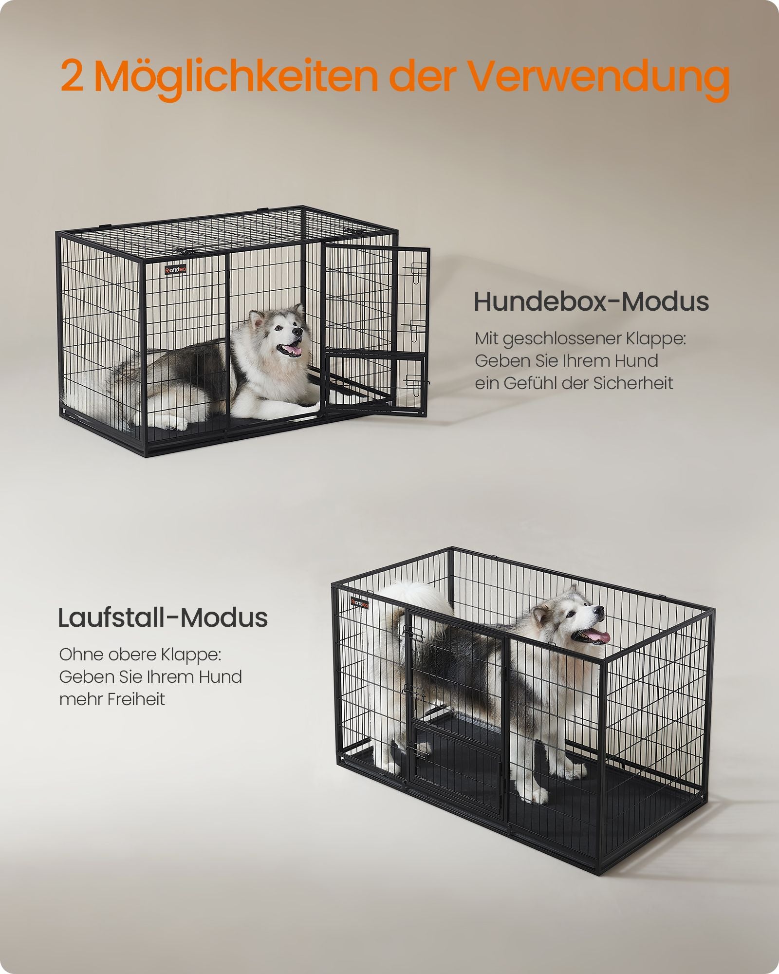 Schwerer Hundekäfig - 139 × 79 × 87 cm - Tinte schwarz