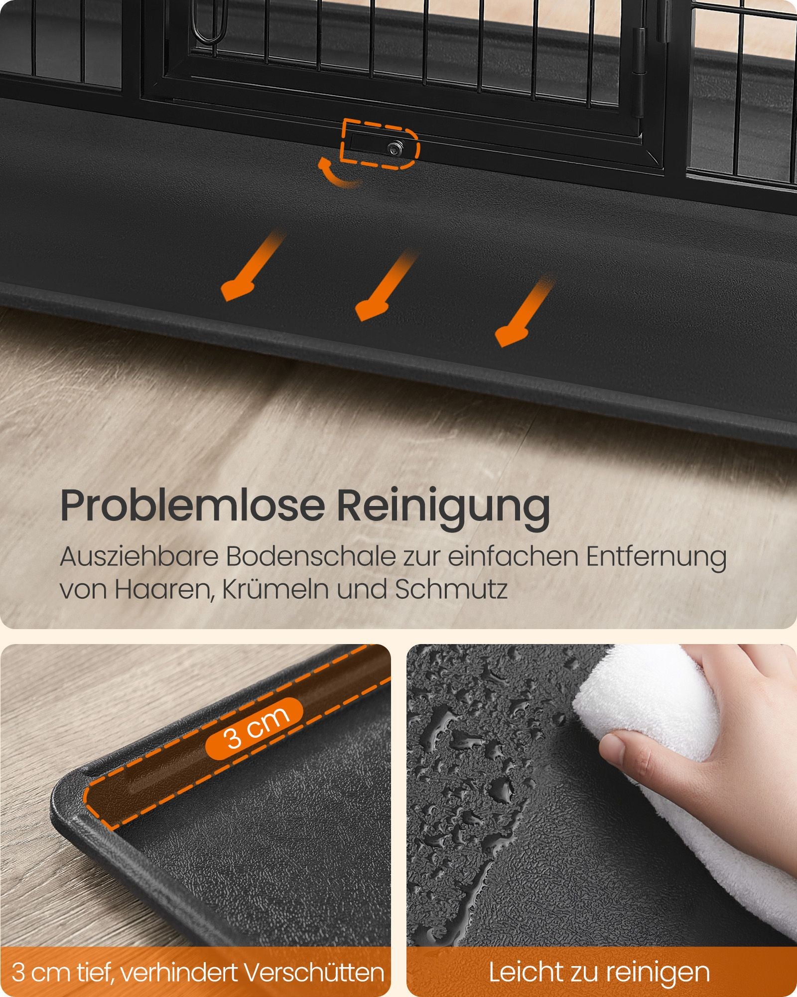 Schwerer Hundekäfig - 139 × 79 × 87 cm - Tinte schwarz