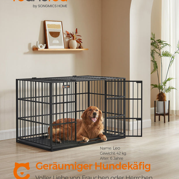 Hundekäfig 122 x 75 x 80 cm mit abnehmbarem Bodenbox