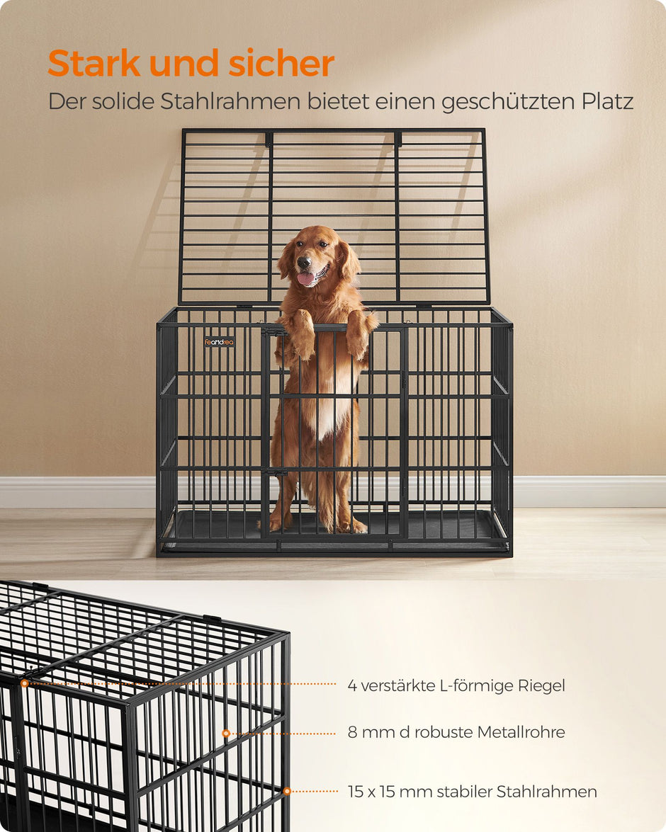 Hundekäfig 122 x 75 x 80 cm mit abnehmbarem Bodenbox
