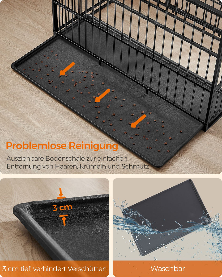 Hundekäfig 122 x 75 x 80 cm mit abnehmbarem Bodenbox