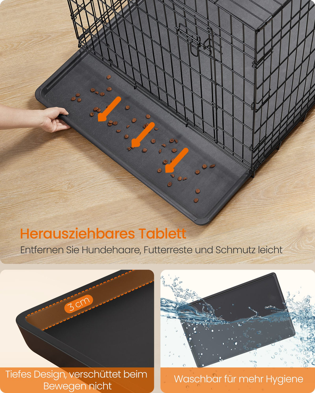 Hondenbench – Opvouwbaar met 1 deur – Uitneembare bodemplaat – 61 x 43,5 x 50,5 cm – Inktzwart
