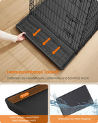 Faltbarer Hundekäfig mit 2 Türen und Plastikbehälter