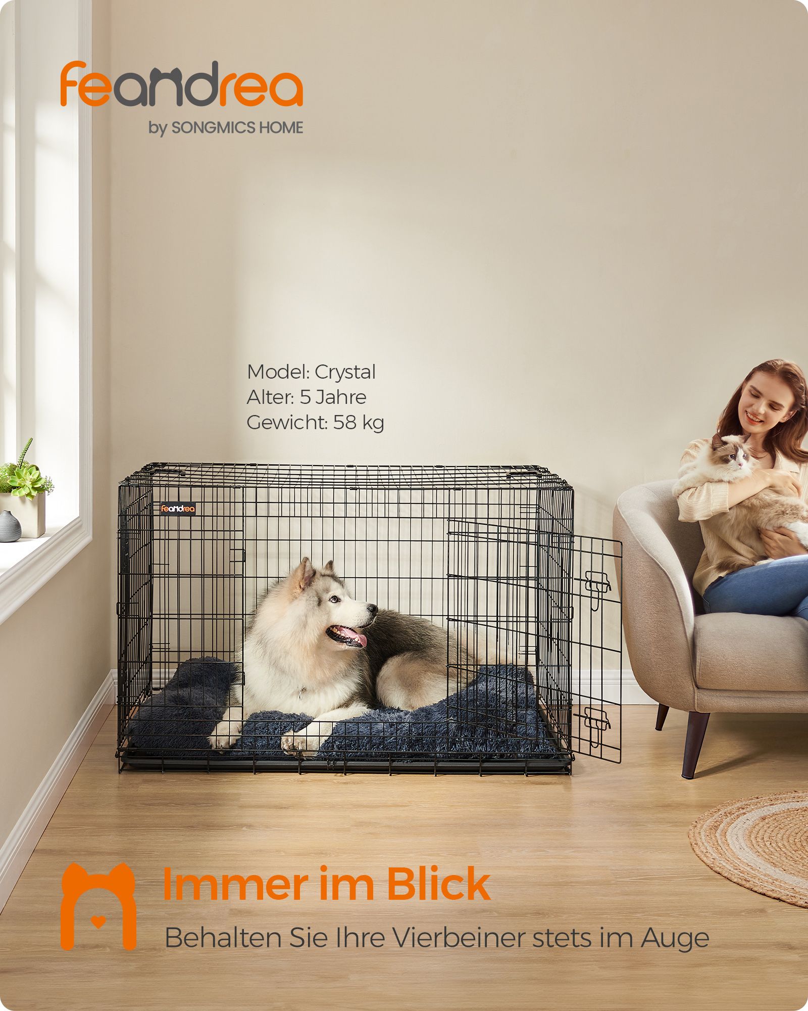 Faltbarer Hundekäfig - mit Türen und Plastikwaagen